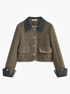 Online Color Block Checked Button Jacket Outerwear|Jackets