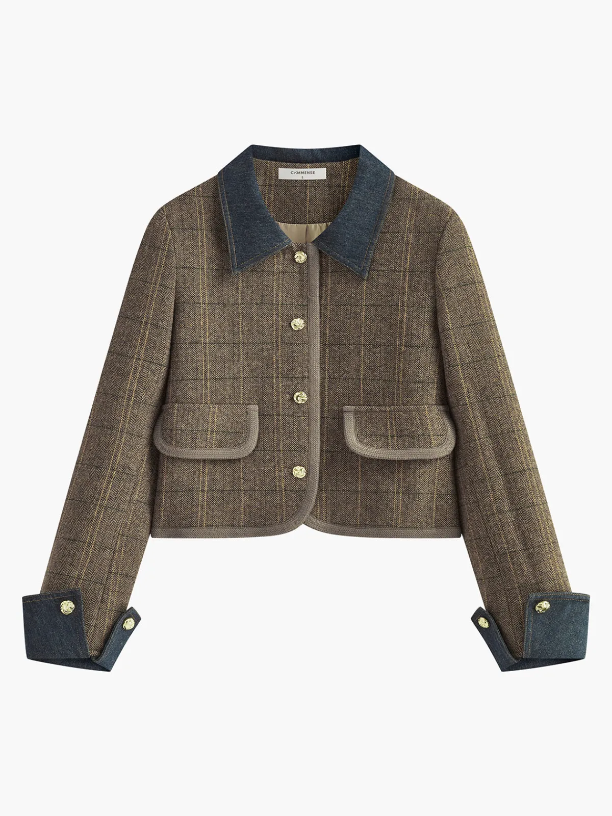 Online Color Block Checked Button Jacket Outerwear|Jackets