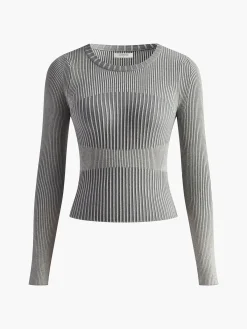 Clearance Color block Crew Neck Knit Top Sweater Tops|Sweaters & Cardigans