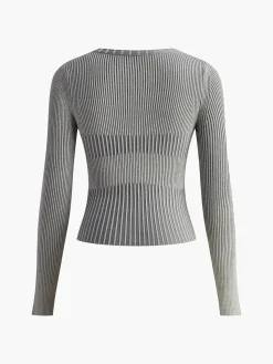 Clearance Color block Crew Neck Knit Top Sweater Tops|Sweaters & Cardigans