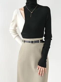 Hot Color Block Cutout Knit Top Sweater Tops|Sweaters & Cardigans
