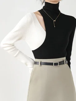 Hot Color Block Cutout Knit Top Sweater Tops|Sweaters & Cardigans