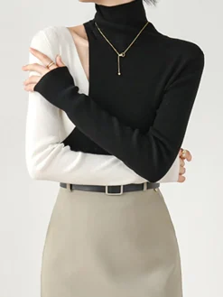 Hot Color Block Cutout Knit Top Sweater Tops|Sweaters & Cardigans