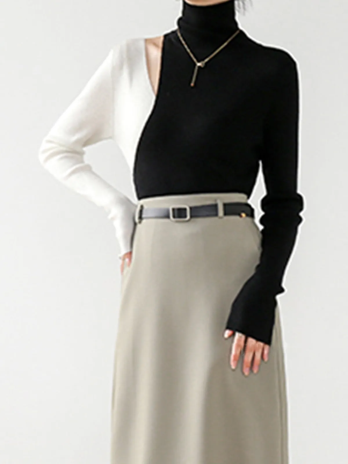 Hot Color Block Cutout Knit Top Sweater Tops|Sweaters & Cardigans