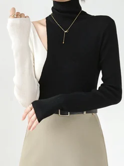 Hot Color Block Cutout Knit Top Sweater Tops|Sweaters & Cardigans
