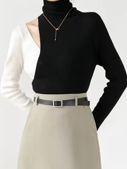 Hot Color Block Cutout Knit Top Sweater Tops|Sweaters & Cardigans