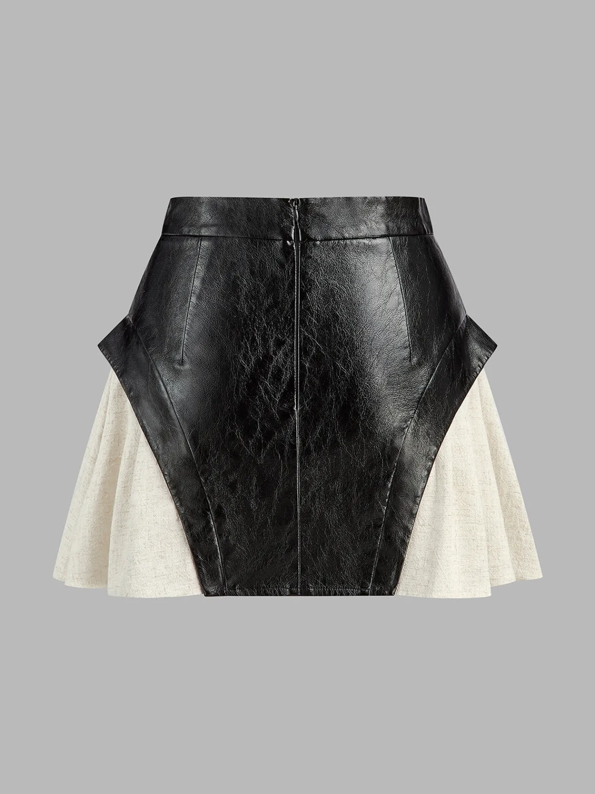 Clearance Color Block Faux Leather Mini Skirt Skirts|Bottoms