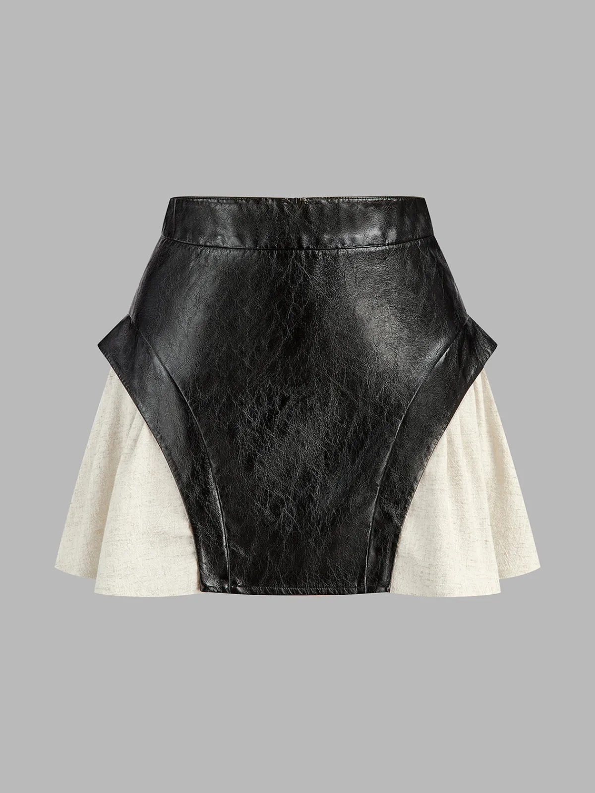 Online Color Block Faux Leather Mini Skirt Skirts|Bottoms