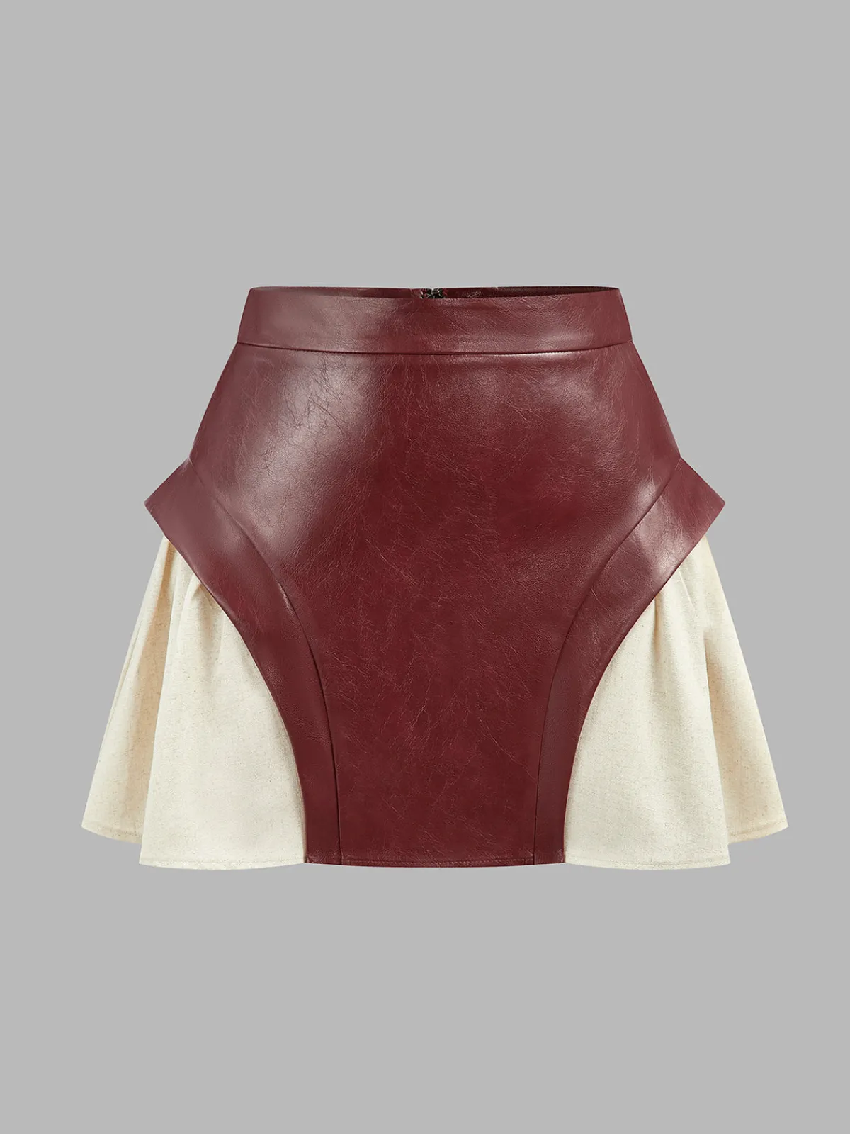 Online Color Block Faux Leather Mini Skirt Skirts|Bottoms