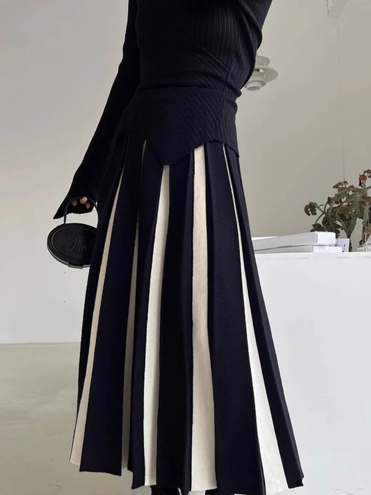 Best Color Block Knit Midi Skirt Skirts|Knitwear