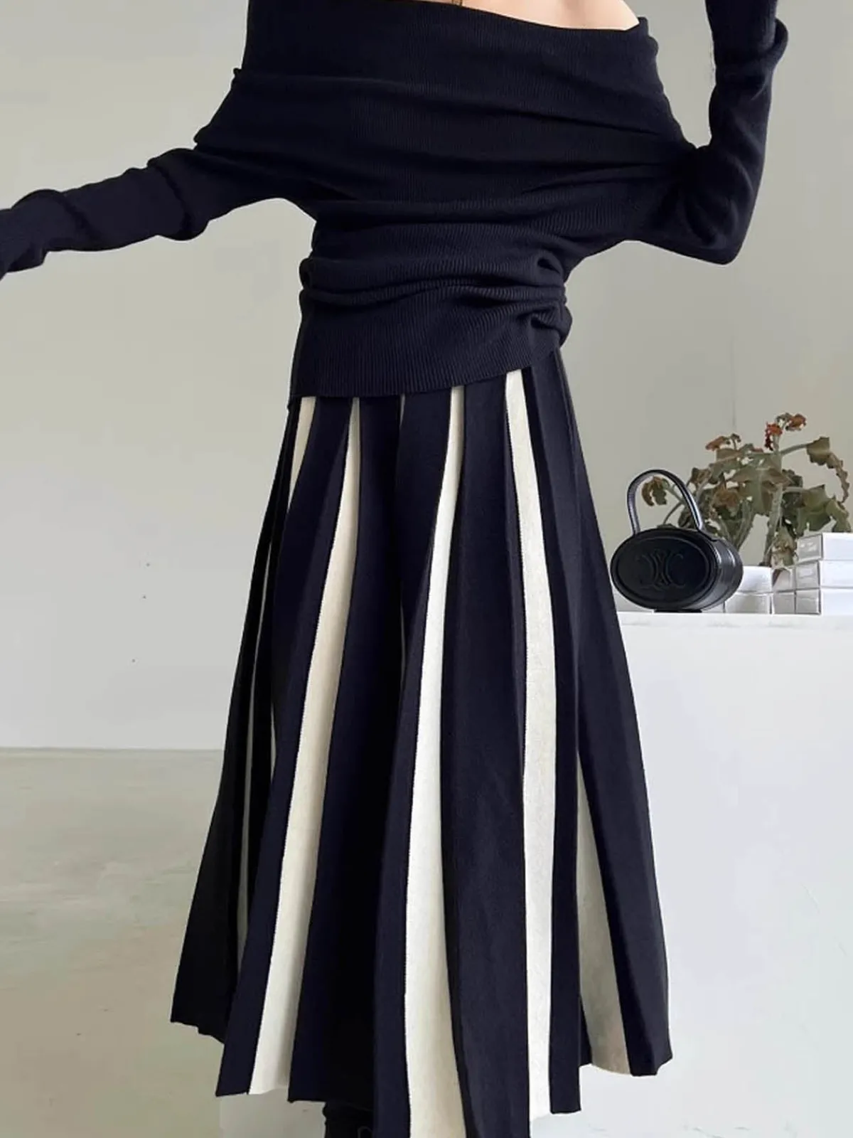 Best Color Block Knit Midi Skirt Skirts|Knitwear