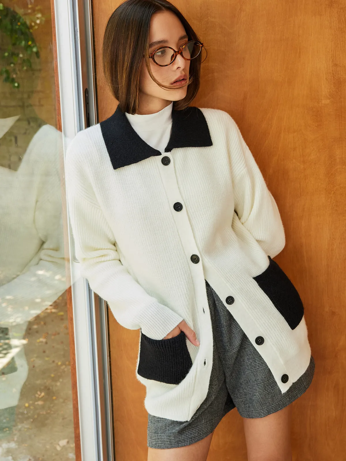 Clearance Color Block Lapel Oversize Cardigan Cardigans|Sweaters & Cardigans