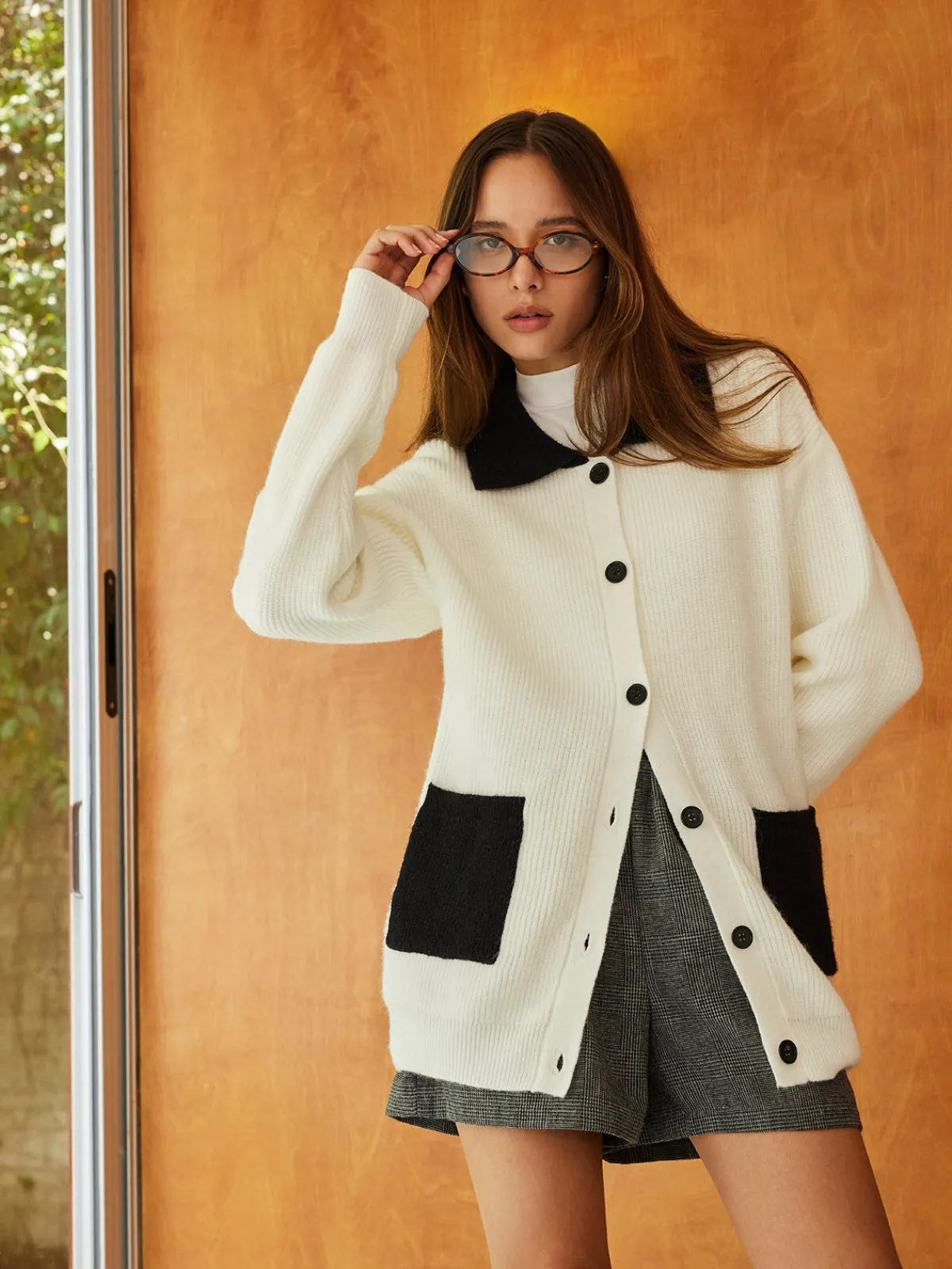 Clearance Color Block Lapel Oversize Cardigan Cardigans|Sweaters & Cardigans