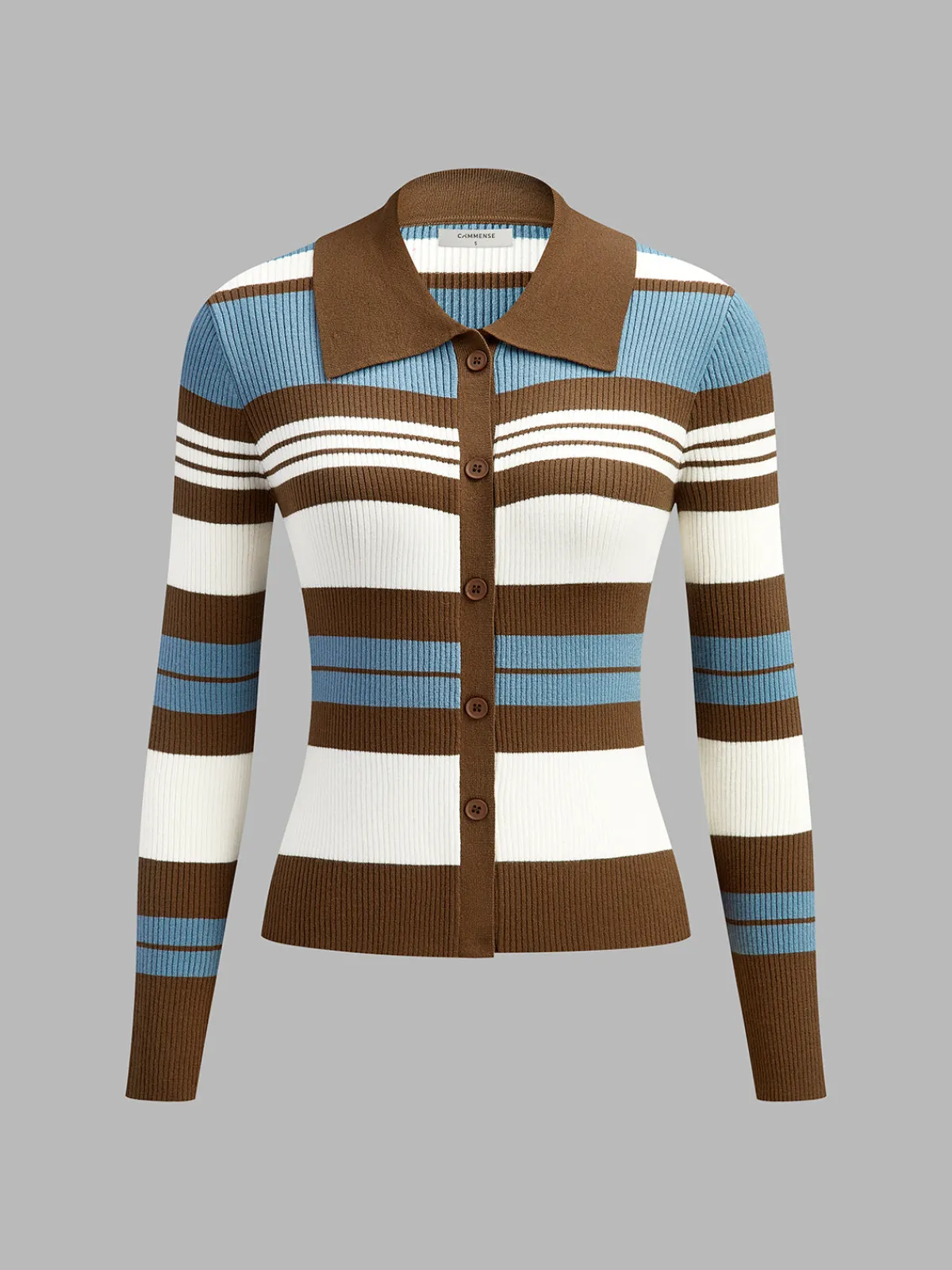 New Color Block Lapel Slim Cardigan Cardigans|Sweaters & Cardigans