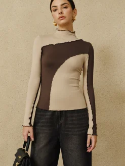 Clearance Color Block Lettuce Trim Jersey Top T-shirts|Tops