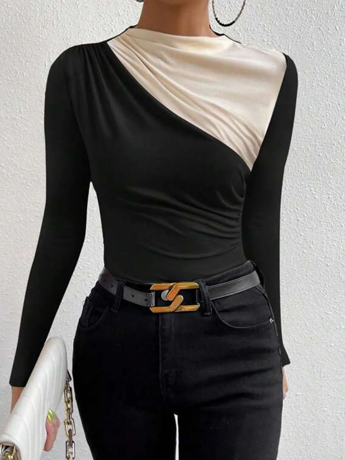 Discount Color Block Long Sleeve T-Shirt T-shirts|Tops