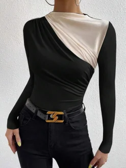Discount Color Block Long Sleeve T-Shirt T-shirts|Tops