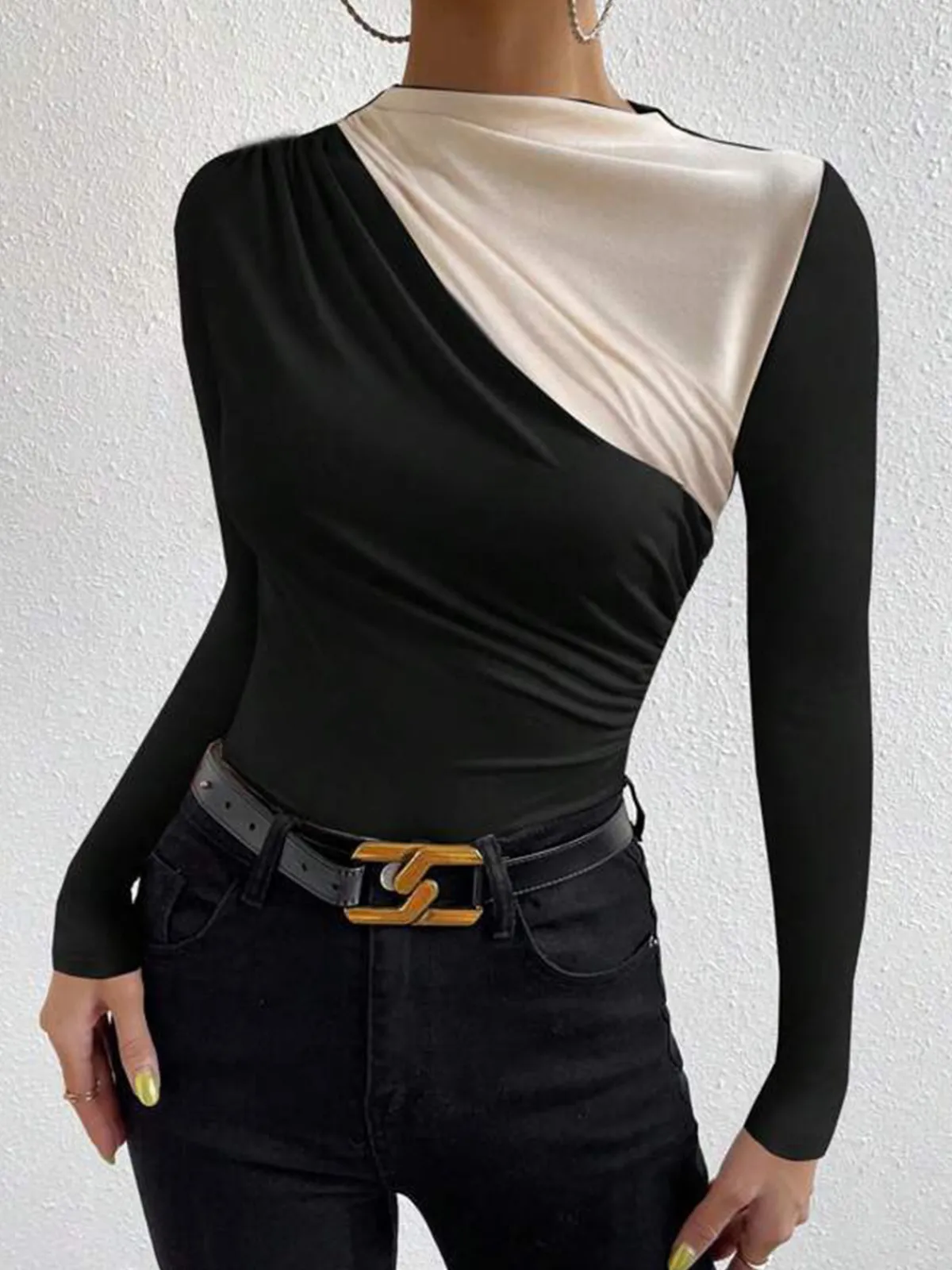 Discount Color Block Long Sleeve T-Shirt T-shirts|Tops