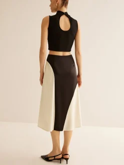 Color Block Midi Skirt Skirts|Bottoms