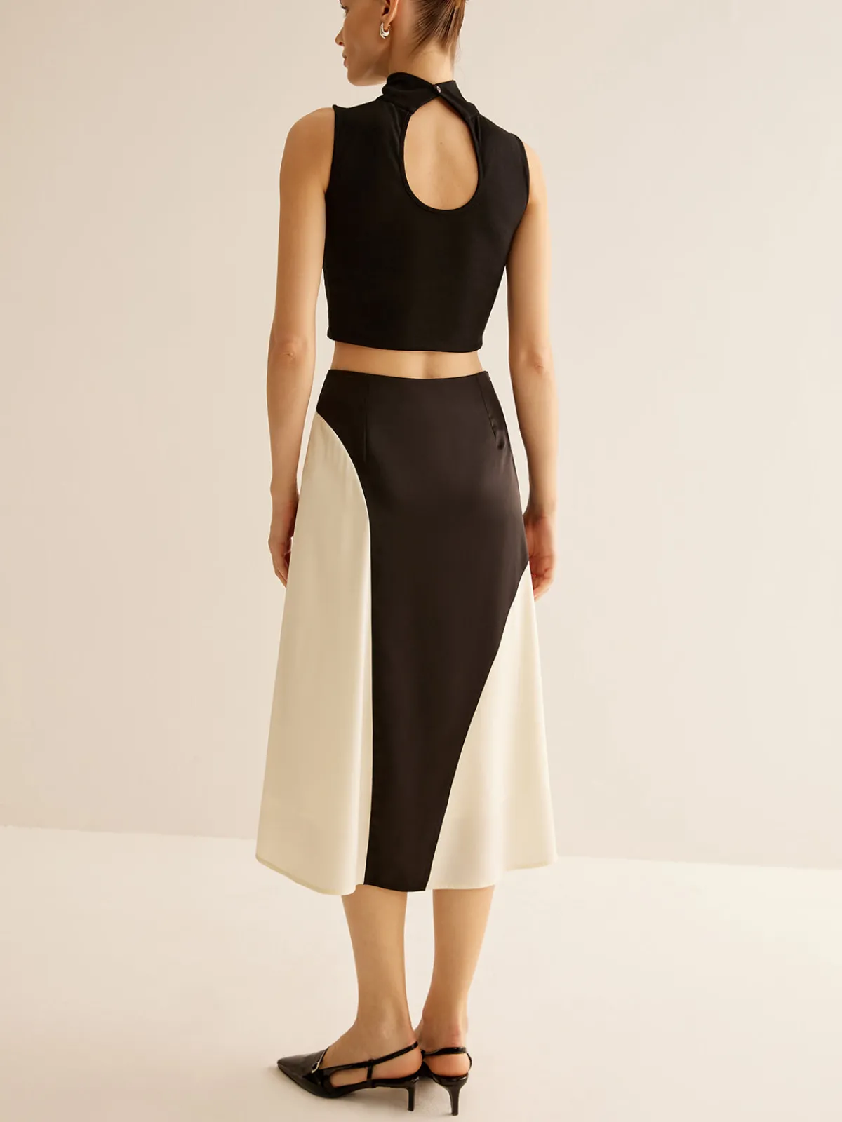 Color Block Midi Skirt Skirts|Bottoms