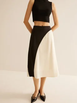 Color Block Midi Skirt Skirts|Bottoms