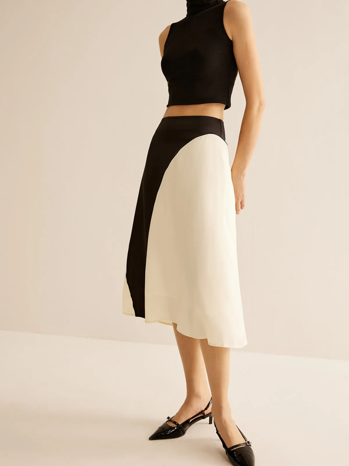 Color Block Midi Skirt Skirts|Bottoms
