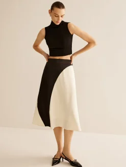 Color Block Midi Skirt Skirts|Bottoms