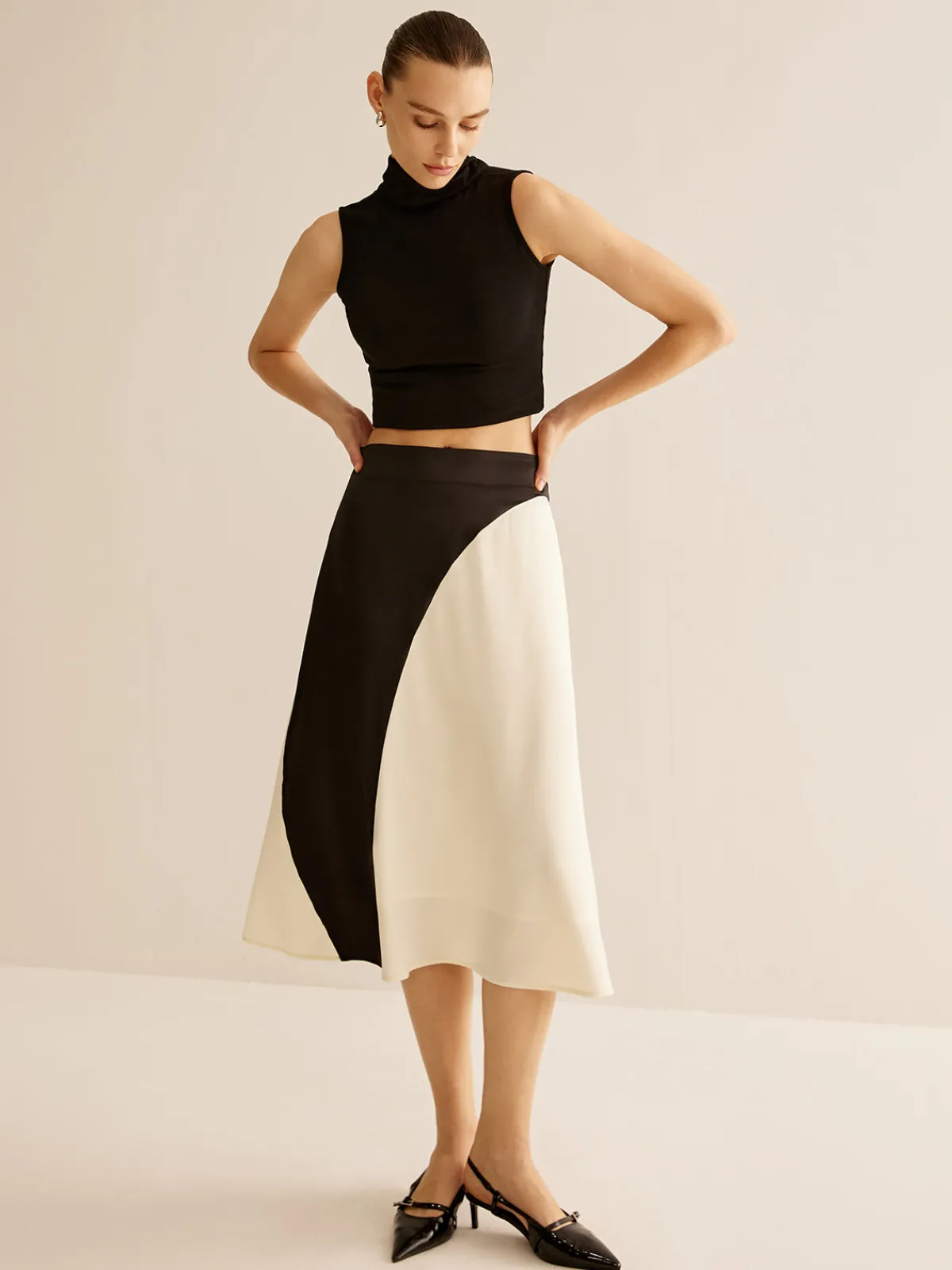 Color Block Midi Skirt Skirts|Bottoms
