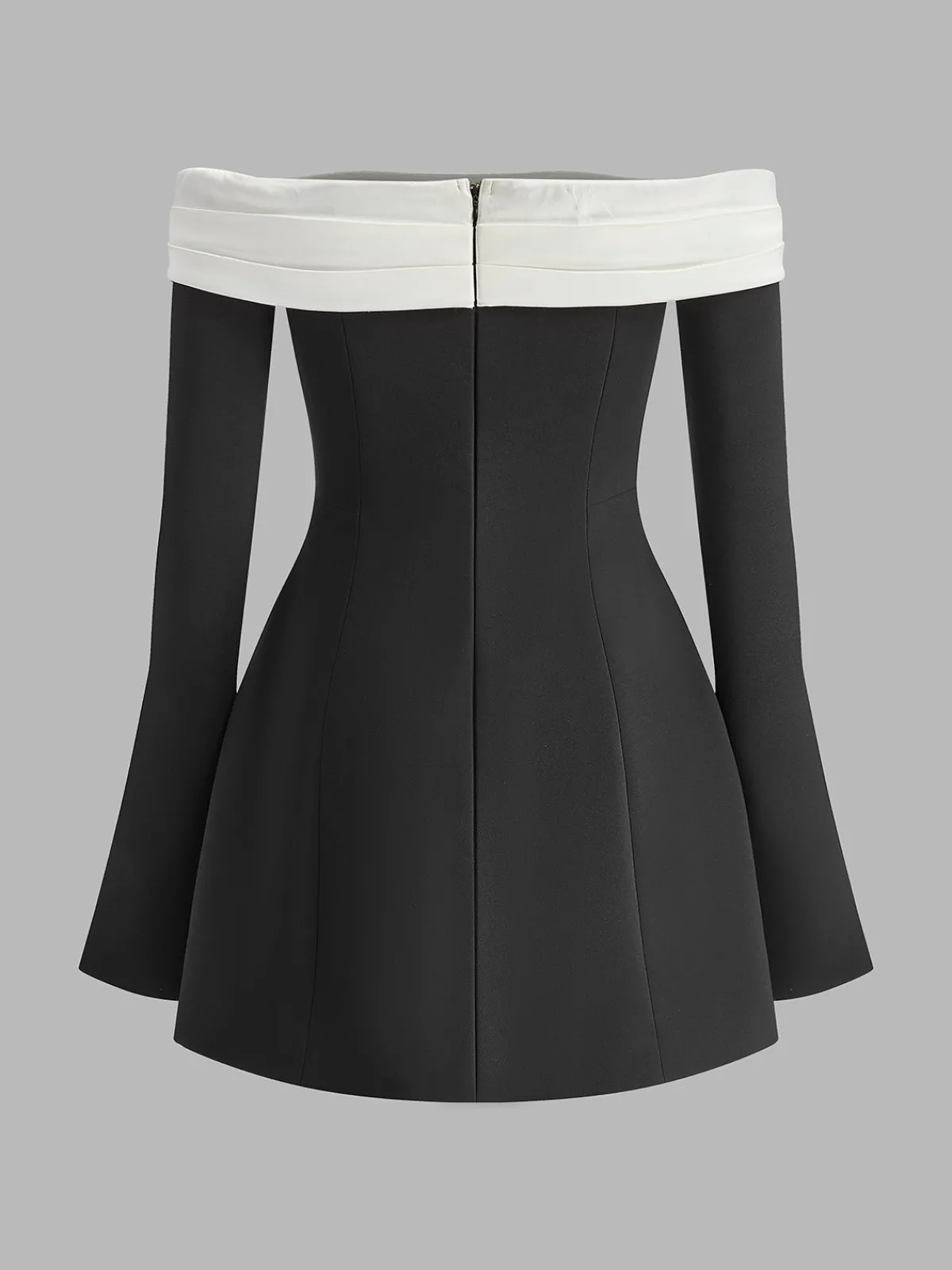 Clearance Color Block Off-Shoulder Bell Sleeve Dress Casual Dresses|Work Dresses