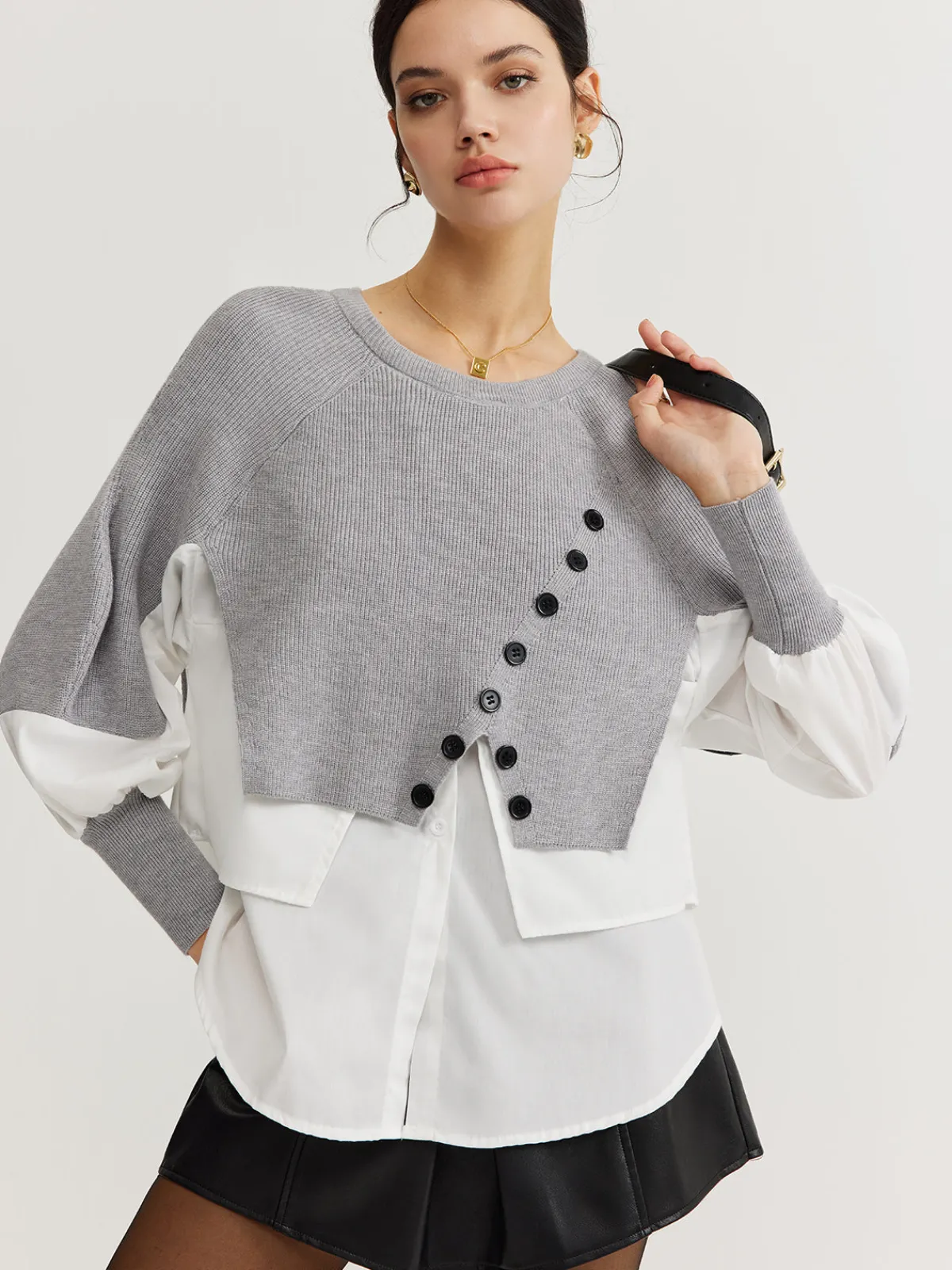 Outlet Color Block Panel Knit Top Sweater Tops|Sweaters & Cardigans