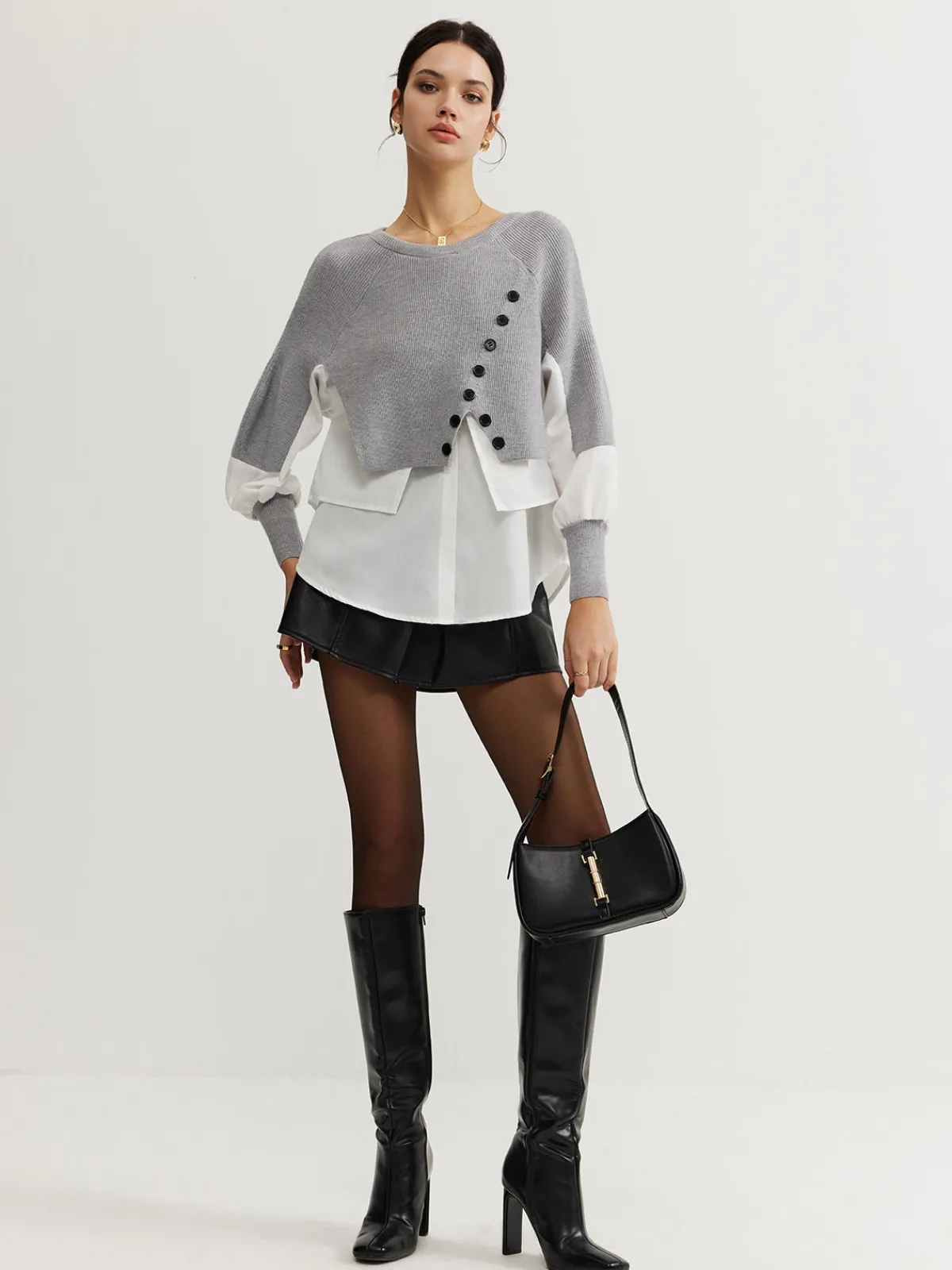 Outlet Color Block Panel Knit Top Sweater Tops|Sweaters & Cardigans