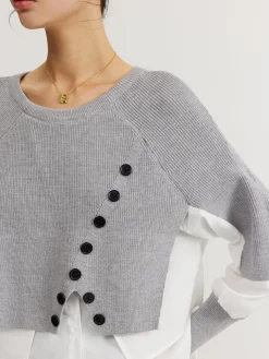 Outlet Color Block Panel Knit Top Sweater Tops|Sweaters & Cardigans