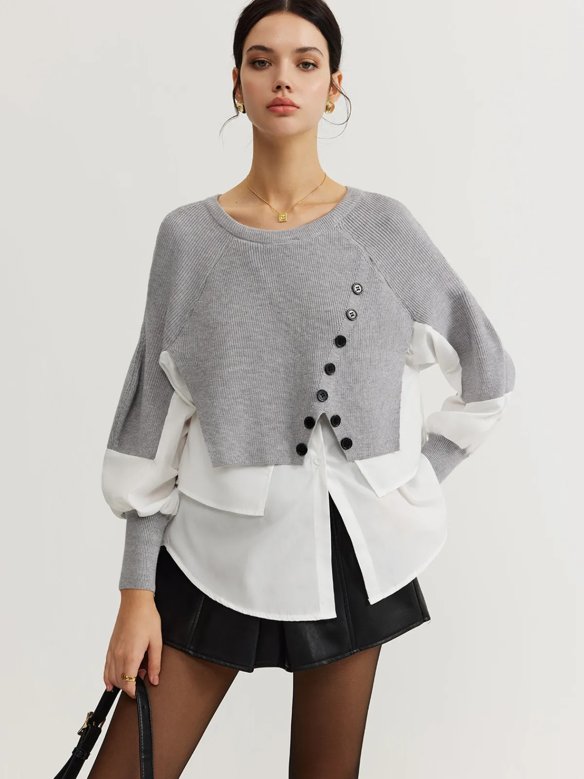 Outlet Color Block Panel Knit Top Sweater Tops|Sweaters & Cardigans