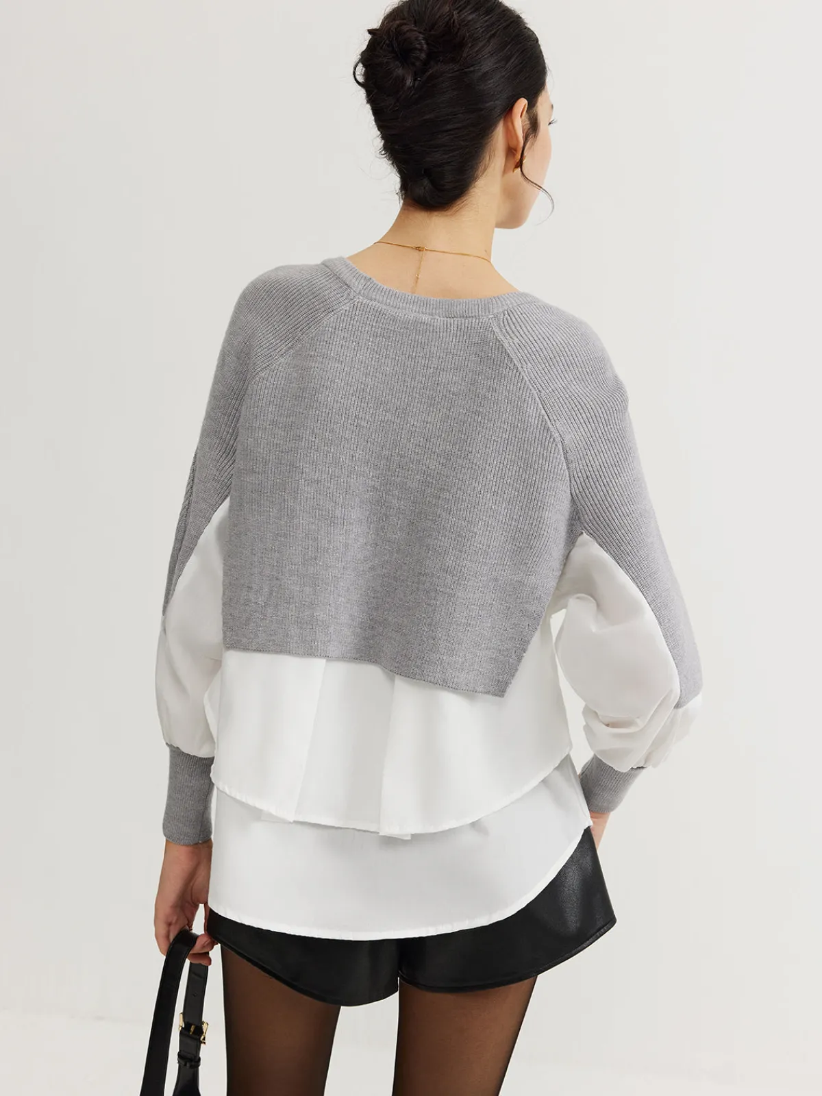 Outlet Color Block Panel Knit Top Sweater Tops|Sweaters & Cardigans