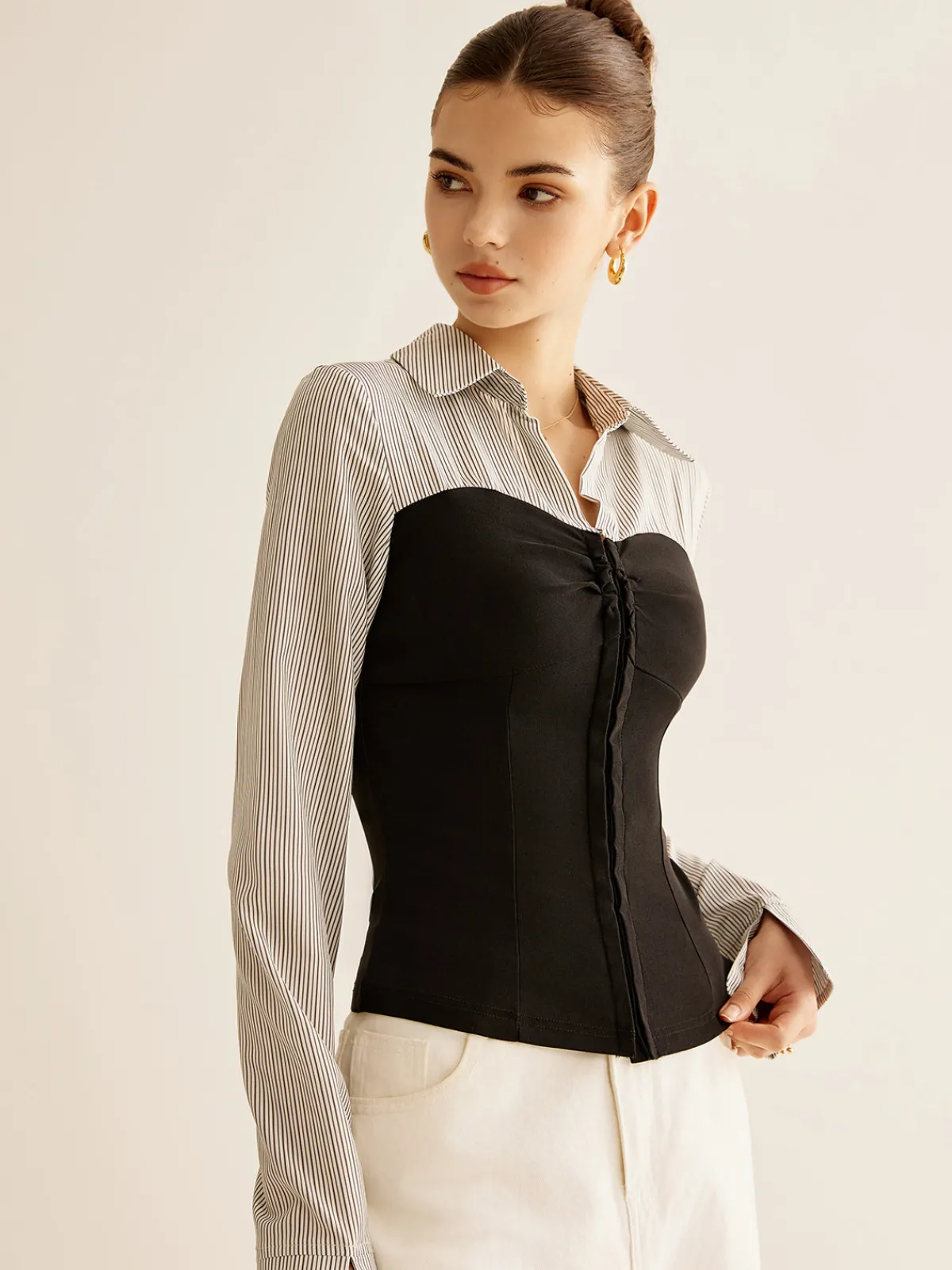 Sale Color Block Panel Polo Blouse Blouses & Shirts|Tops