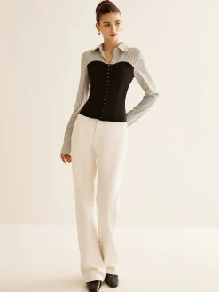 Sale Color Block Panel Polo Blouse Blouses & Shirts|Tops