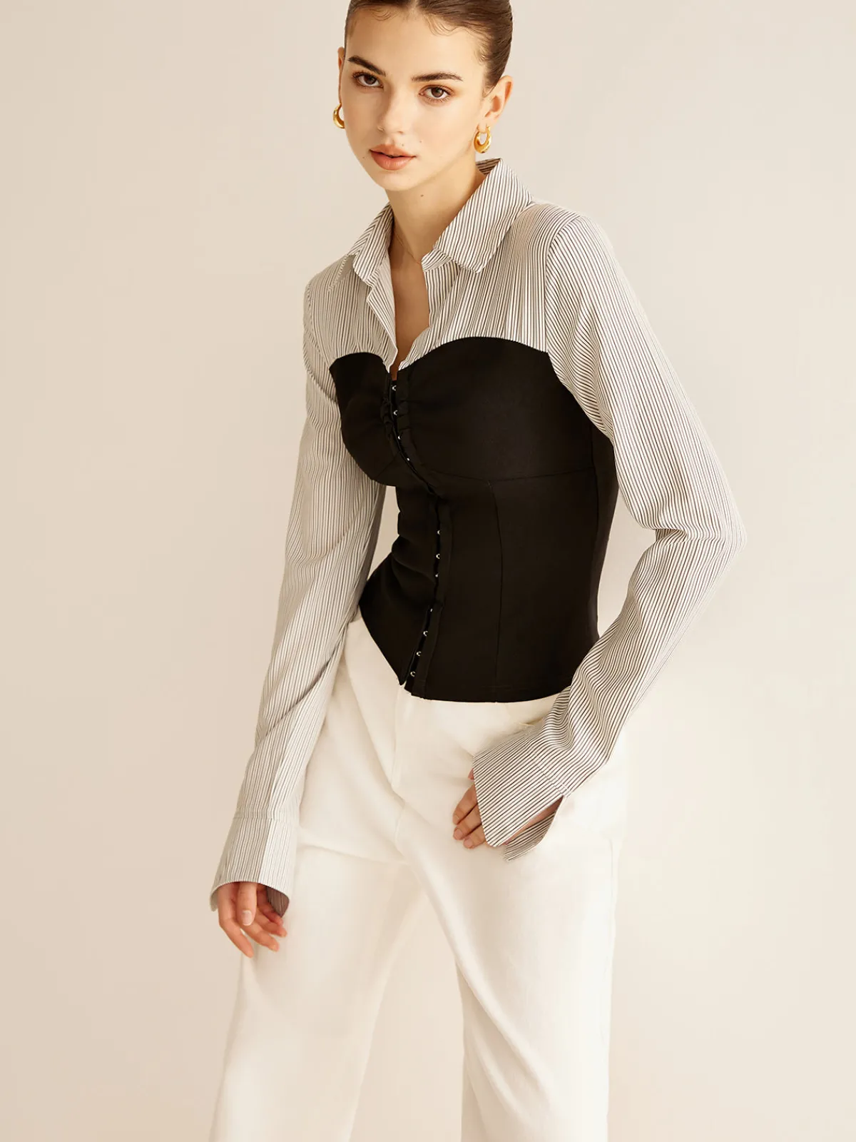 Sale Color Block Panel Polo Blouse Blouses & Shirts|Tops