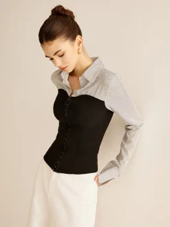 Sale Color Block Panel Polo Blouse Blouses & Shirts|Tops