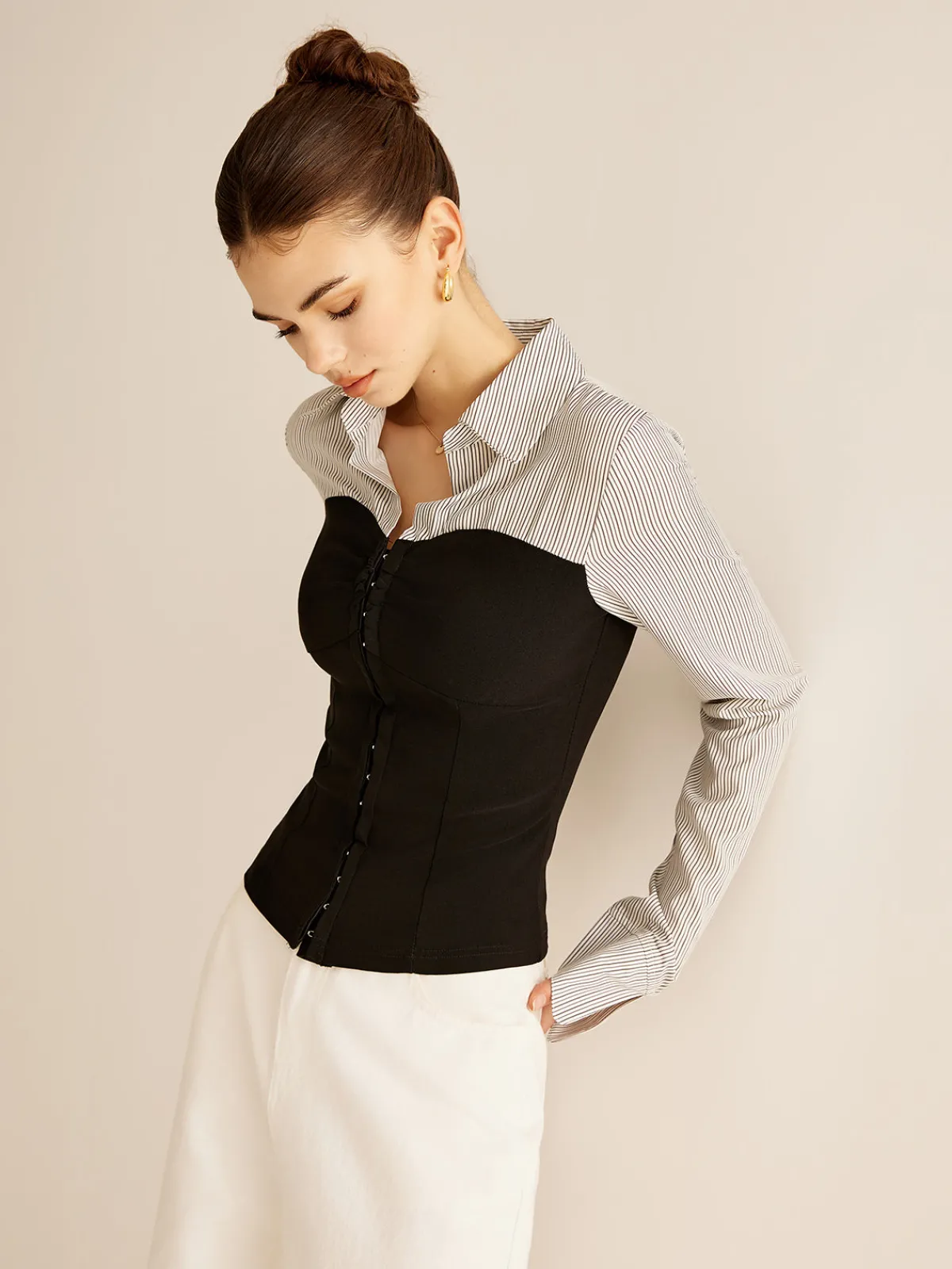 Sale Color Block Panel Polo Blouse Blouses & Shirts|Tops