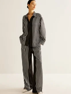 Online Color Block Pinstripe Lapel Pants Set Pants Sets|Matching Sets