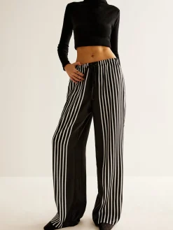 Online Color Block Pinstripe Lapel Pants Set Pants Sets|Matching Sets