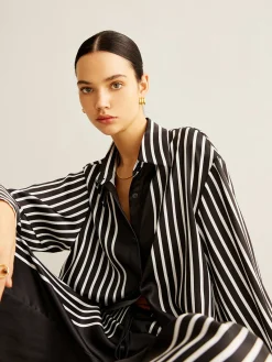 Online Color Block Pinstripe Lapel Pants Set Pants Sets|Matching Sets