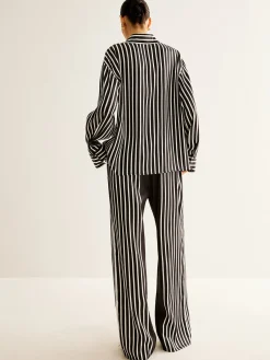 Online Color Block Pinstripe Lapel Pants Set Pants Sets|Matching Sets