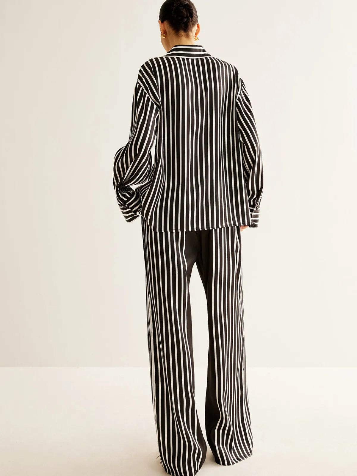 Online Color Block Pinstripe Lapel Pants Set Pants Sets|Matching Sets