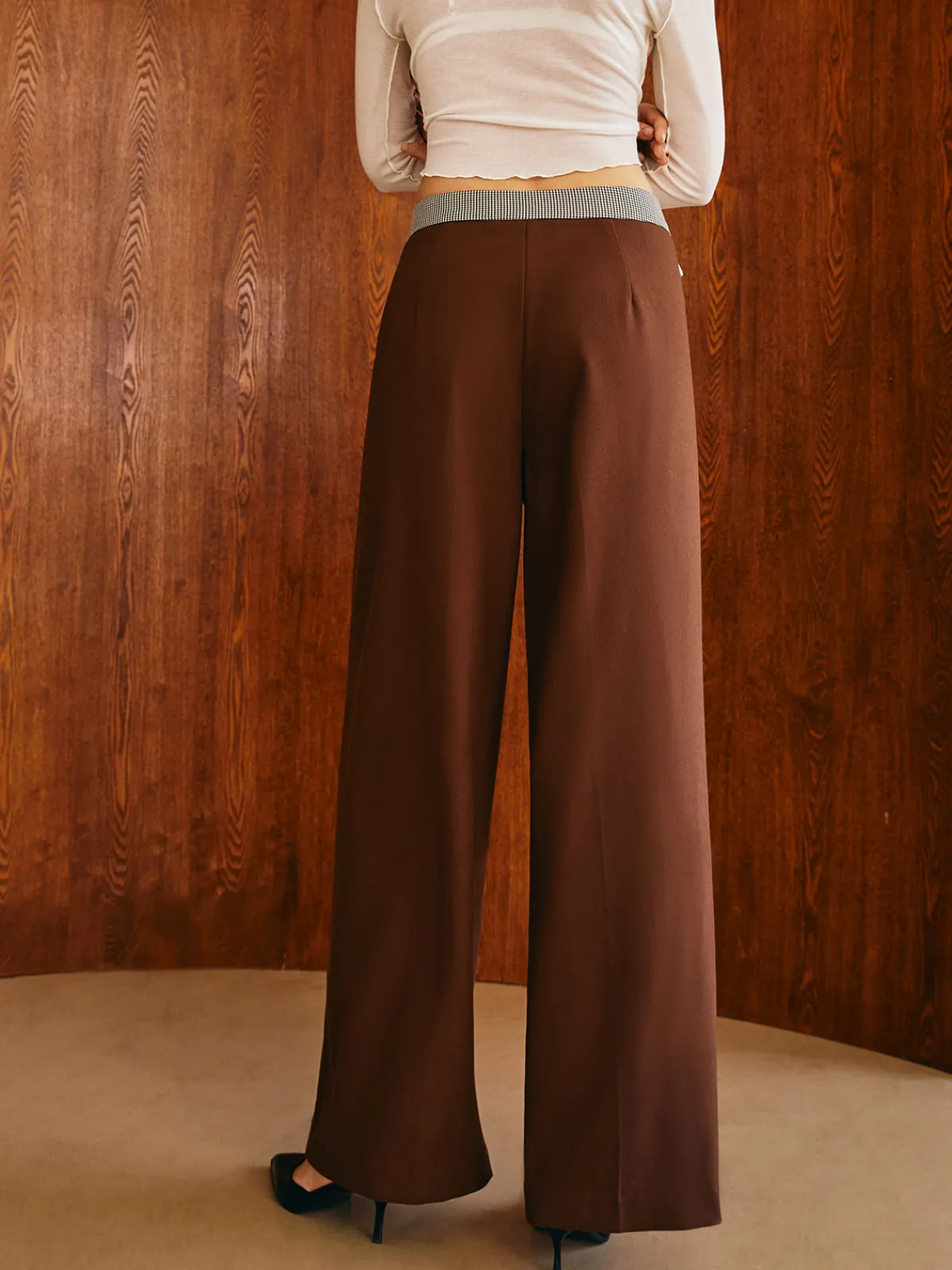 Hot Color Block Plaid Straight Pants Pants|Matching Sets