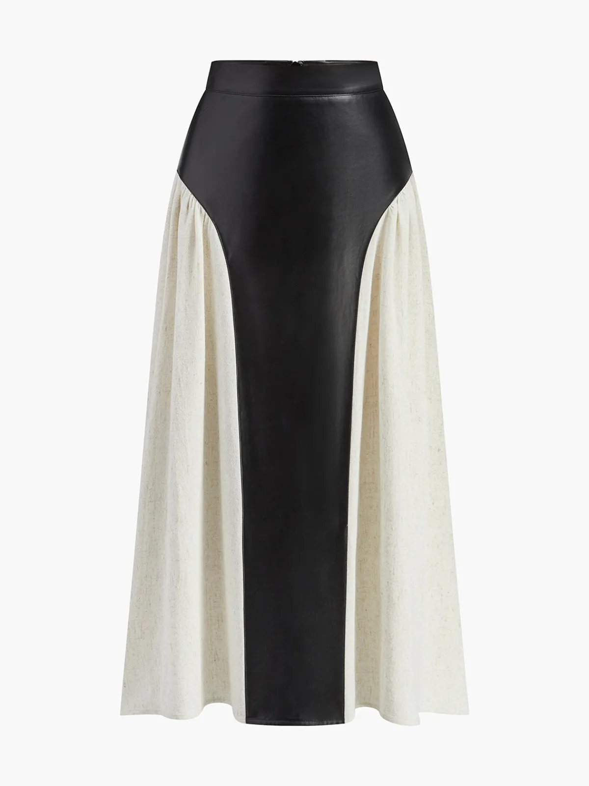 Best Color Block Pleated Faux Leather Panel Skirt Skirts|Bottoms