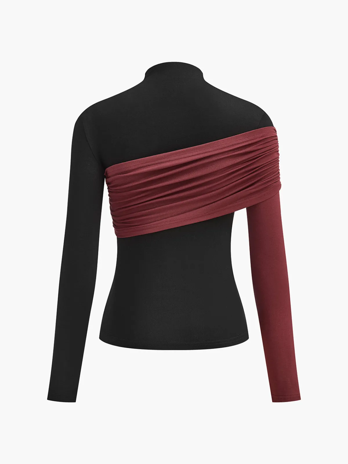 Clearance Color Block Pleated Jersey Slim Top T-shirts|Tops