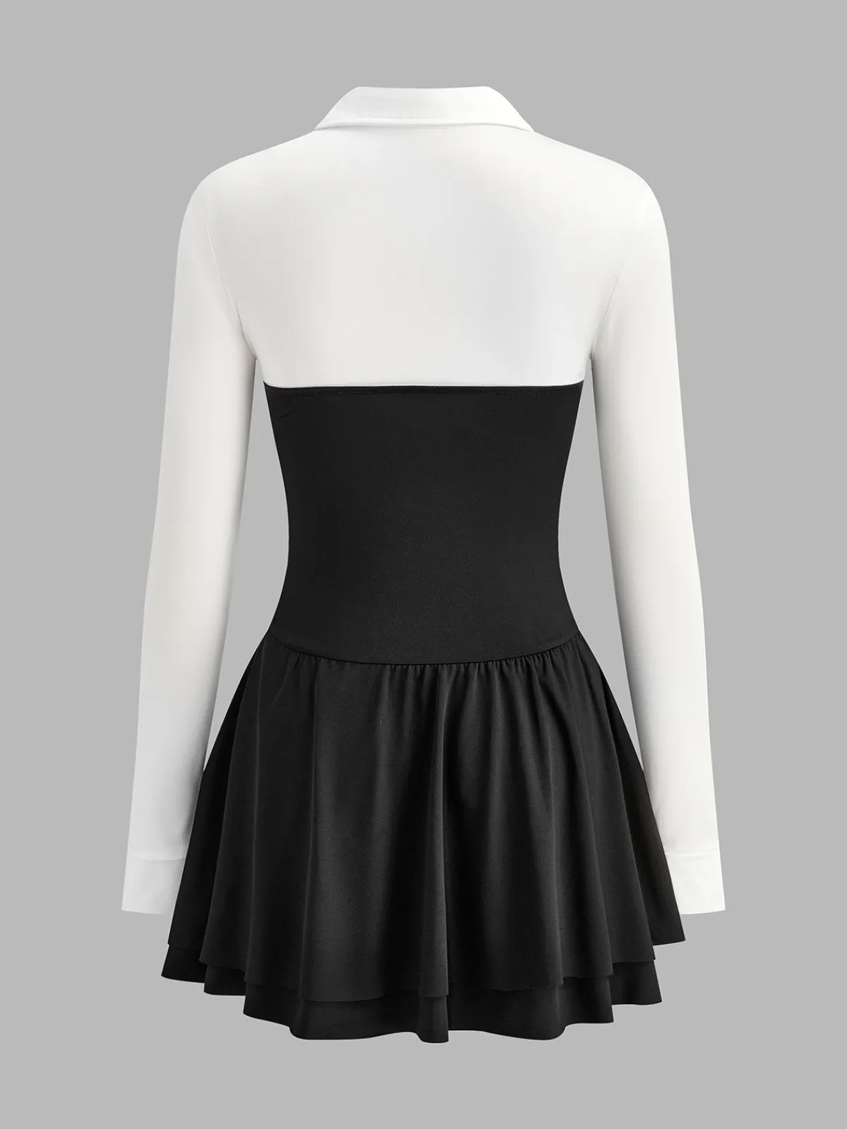 Discount Color Block Pleated Panel Polo Dress Dresses