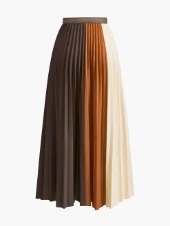 Online Color Block Pleated Skirt Skirts|Bottoms