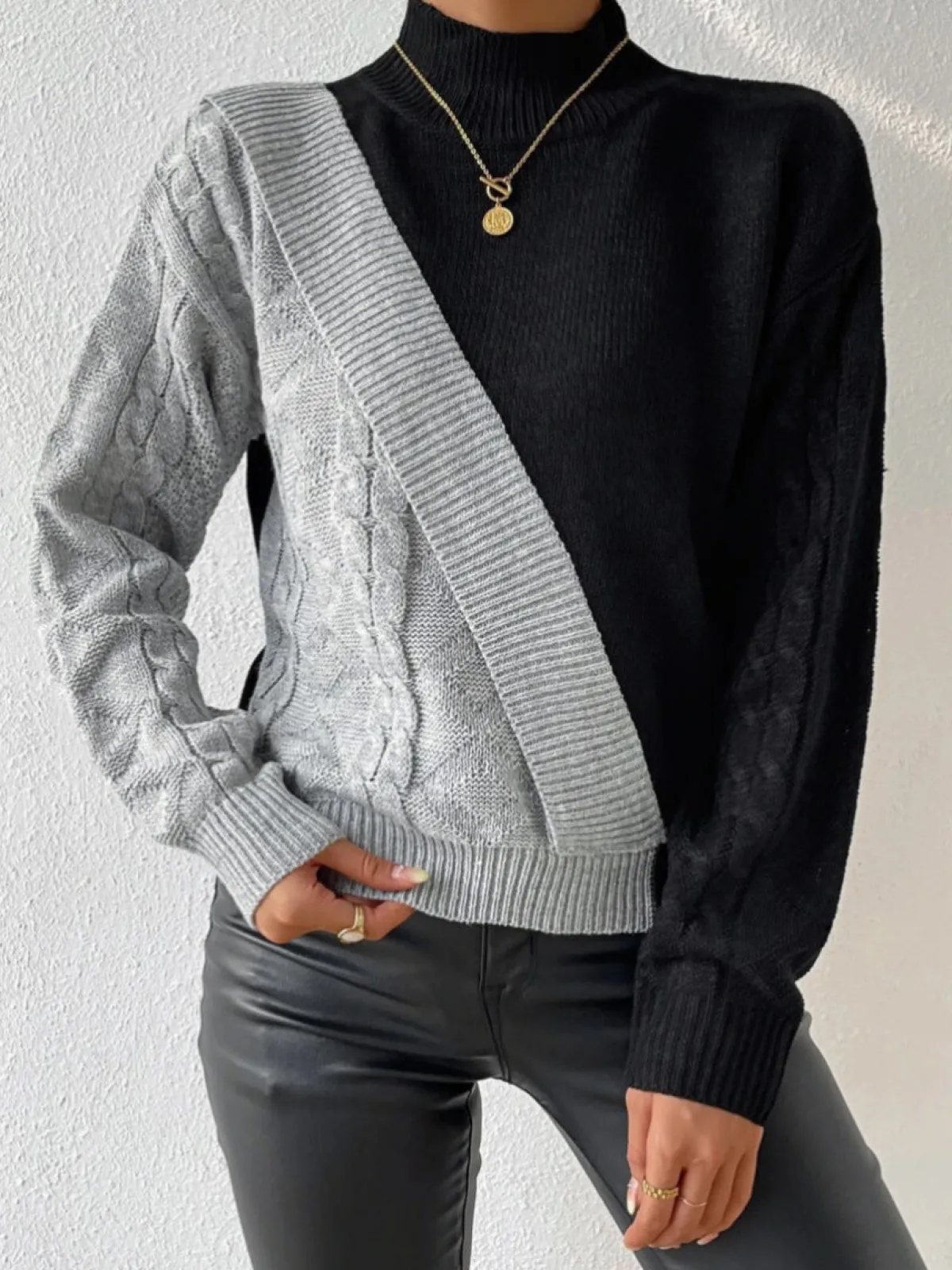 Outlet Color Block Pullover Sweater Sweater Tops|Sweaters & Cardigans
